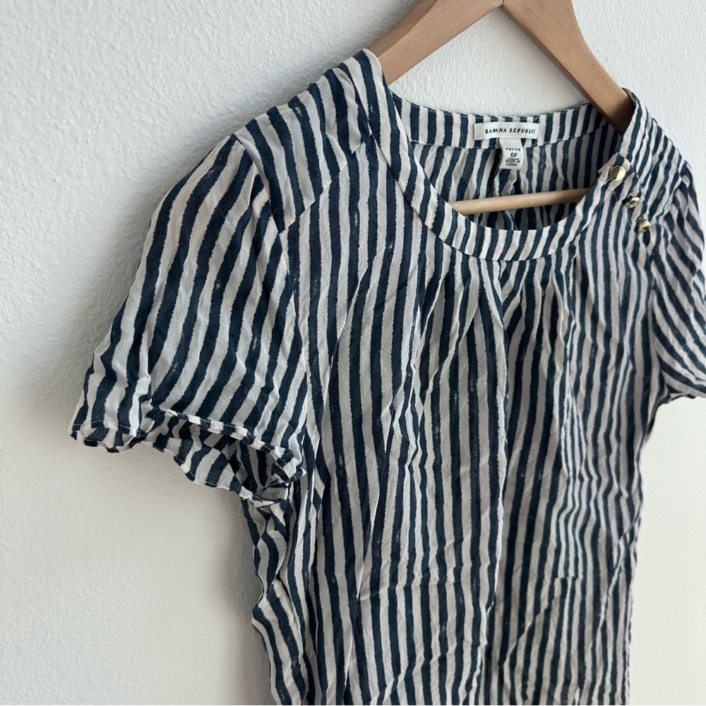Banana Republic Striped Navy and White Blouse - Picture 5 of 7